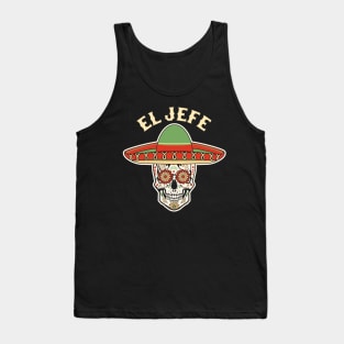 El Jefe Sugar Skull Mexican Dia De Los Muertos Cinco de Mayo Tank Top